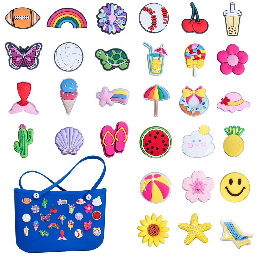 9164 30pcs Charms for Bogg Bag - DIY Accessories Letters Flowers Baseball